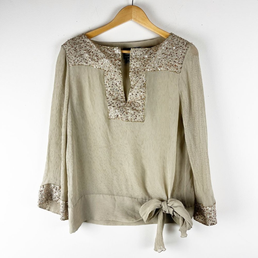2/$30 Worth Silk SequenceV Neck Top M
